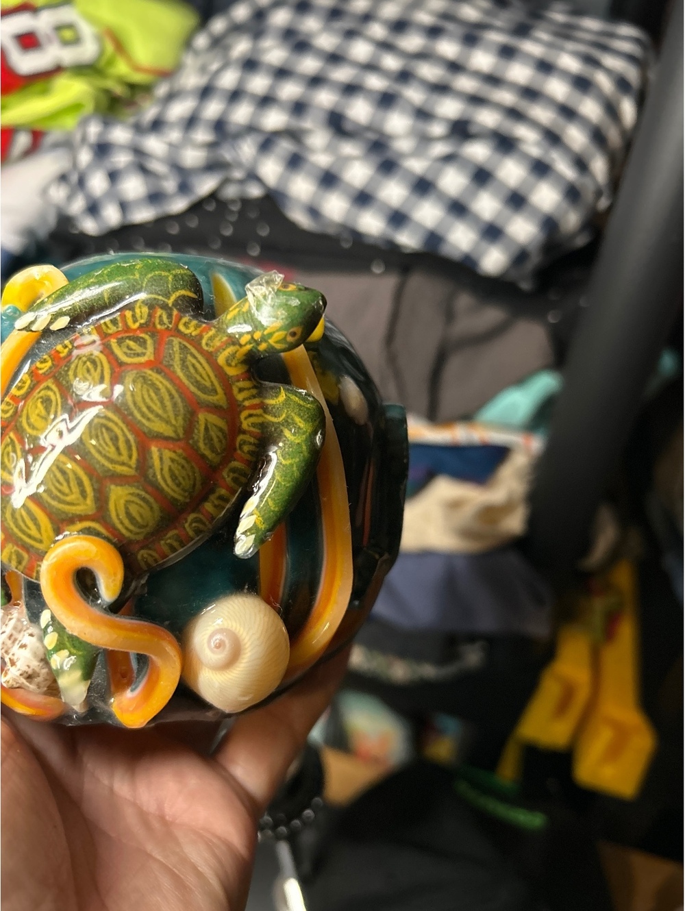 Wax figure with turtle/candle built-in